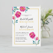 エレガントピッモダンクティール(緑がかった色)縁どフローラ結婚s 箔招待状 (立ち正面)