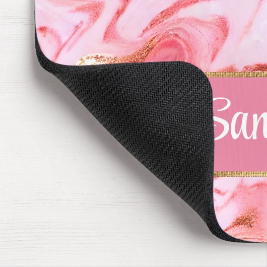 エレガントピパーソナライズされたンクと金箔の大理石 マウスパッド (コーナー)