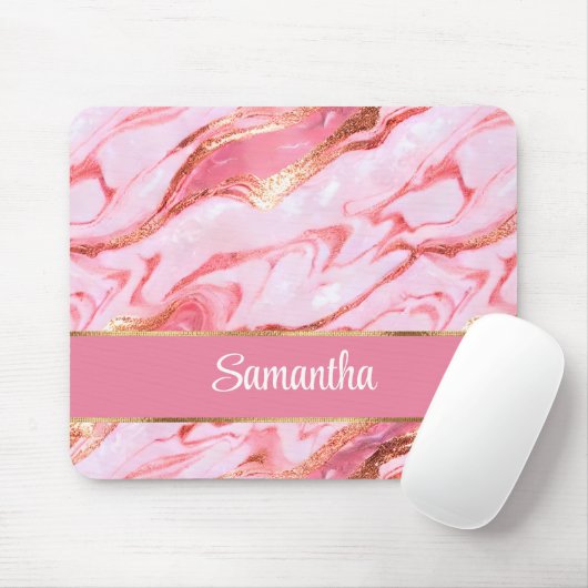 エレガントピパーソナライズされたンクと金箔の大理石 マウスパッド (マウス)
