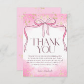 エレガントピフェミニンックボウフェイク金ゴールドグリッターブライダル サンキューカード (正面/裏面)