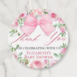 エレガントピフェミニンンク弓とバラありがとう フェイバータグ