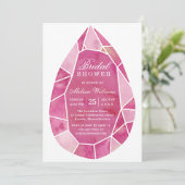 エレガントピモダンンク水カラージェムブライダルシャワー 招待状 (スタンド正面)