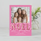 エレガントピモダンンク金箔フォトクリスマスカード 箔シーズンカード (立ち正面)