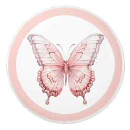 エレガントピンクかわいらしバタフライ女の子のドロワーノブ セラミックノブ