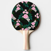 エレガントピンクと白のフローラ水絵を描色 卓球ラケット (裏面)