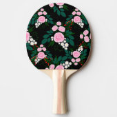 エレガントピンクと白のフローラ水絵を描色 卓球ラケット (正面)