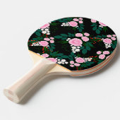 エレガントピンクと白のフローラ水絵を描色 卓球ラケット (正面アングル)