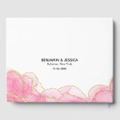 エレガントピンクと金ゴールドモダンの結婚数 ゲストブック (裏面)