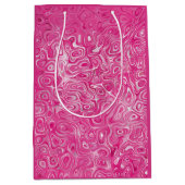 エレガントピンクのキャンディ大理石テクスチャ抽象芸術モダン ミディアムペーパーバッグ (正面)