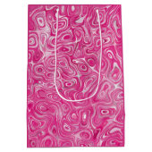 エレガントピンクのキャンディ大理石テクスチャ抽象芸術モダン ミディアムペーパーバッグ (裏面)