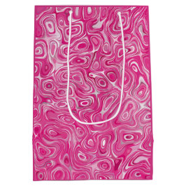 エレガントピンクのキャンディ大理石テクスチャ抽象芸術モダン ミディアムペーパーバッグ