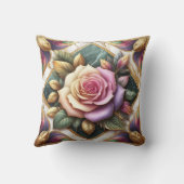 エレガントピンクのバラがカラフル離れの クッション (裏面)