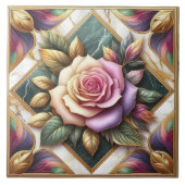 エレガントピンクのバラがカラフル離れの タイル (正面)