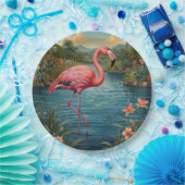 エレガントピンクのフラミンゴ熱帯パラダイス ペーパープレート (パーティー)