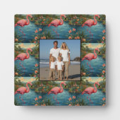 エレガントピンクのフラミンゴ熱帯楽園の写真 フォトプラーク (正面)