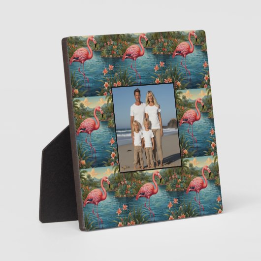 エレガントピンクのフラミンゴ熱帯楽園の写真 フォトプラーク (正面)