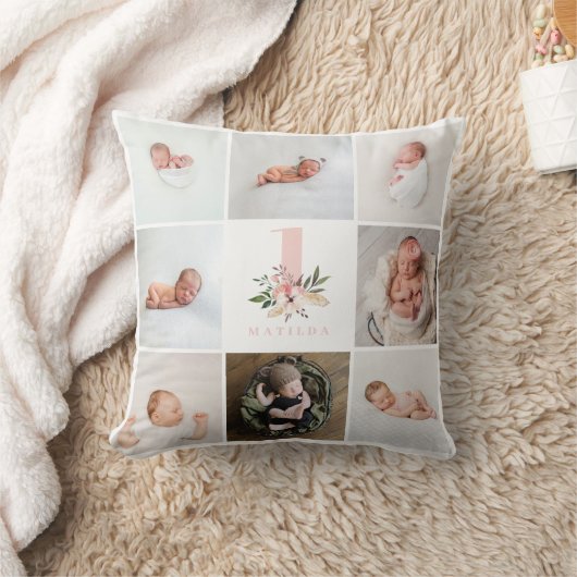 エレガントピンクのフローラの数々の誕生日 クッション (ブランケット)