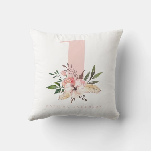 エレガントピンクのフローラの数々の誕生日 クッション (裏面)