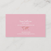 エレガントピンクの世界地図の旅行代理店 名刺 (裏面)