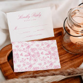 エレガントピンクの中華石ビクトリアン質結婚フローラ 出欠カード
