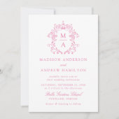 エレガントピンクの中華石ビクトリアン質結婚フローラ 招待状 (正面)