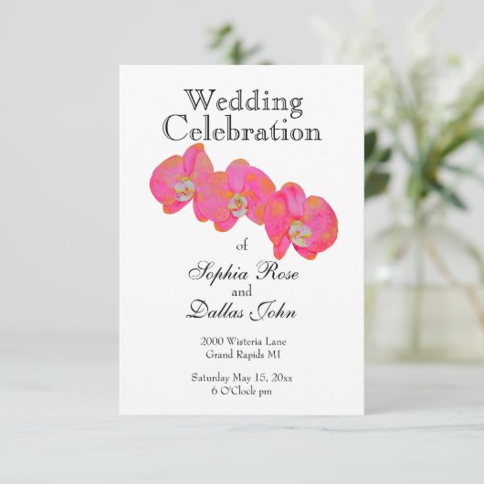 エレガントピンクの水の色のラン絵を描ズ 招待状 (スタンド正面)