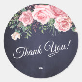 エレガントピンクの水色のバラ感謝していあなた海軍 ラウンドシール (正面)