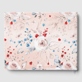 エレガントピンクの水色の素朴フローラリース ゲストブック (裏面)