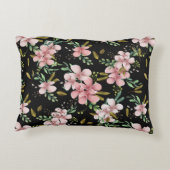 エレガントピンクの水色フローラ黒植物学 アクセントクッション (裏面)
