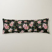 エレガントピンクの水色フローラ黒植物学 ボディピロー (裏面)