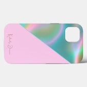 エレガントピンクの虹色ホログラフィック Case-Mate iPhoneケース (裏面 (横))