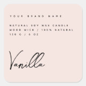 エレガントピンクろうそく製品ラベル スクエアシール (正面)