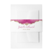 エレガントピンクアゲートストーン金ゴールドインレ縁どイ結婚ズ 招待状ベリーバンド (正面例)