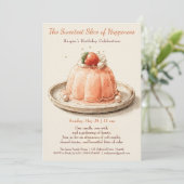 エレガントピンクウォーター色ケーキ誕生日招待状 招待状 (スタンド正面)