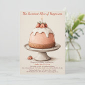 エレガントピンクウォーター色ケーキ誕生日招待状 招待状 (スタンド正面)