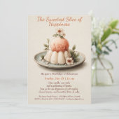 エレガントピンクウォーター色ケーキ誕生日招待状 招待状 (スタンド正面)