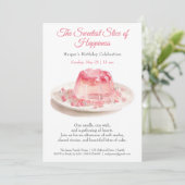 エレガントピンクウォーター色ケーキ誕生日招待状 招待状 (スタンド正面)