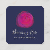 エレガントピンクウォーター色バラフローラスクウェア スクエア名刺 (正面)