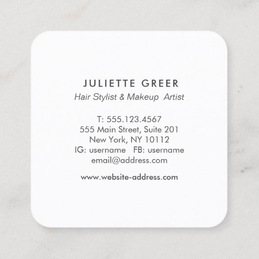 エレガントピンクウォーター色バラフローラスクウェア スクエア名刺 (裏面)