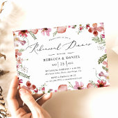 エレガントピンクウォーター色フローラリハーサルディナー 招待状