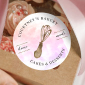 エレガントピンクウォーター色&金ゴールドグリッターベーカリー ラウンドシール