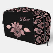 エレガントピンクオンブラックレースヴィンテージスタイルカスタム ドップキット (右コーナー)