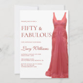 エレガントピンクガウン50th & Fabulous誕生日 招待状 (正面)