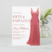 エレガントピンクガウン50th & Fabulous誕生日 招待状 (スタンド正面)