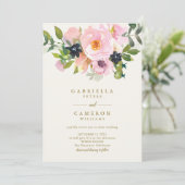 エレガントピンクガーデンフローラウォーターカラーシック結婚ズ 招待状 (スタンド正面)