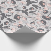 エレガントピンクグレーの花 ラッピングペーパー (角)