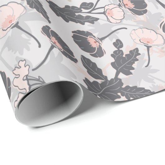 エレガントピンクグレーの花 ラッピングペーパー (ロールコーナー)