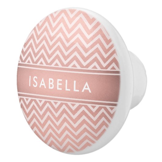 エレガントピンクシェブロンガーリーフェイクバラ金ゴールド セラミックノブ (右)