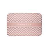 エレガントピンクシェブロンガーリーフェイクバラ金ゴールド バスマット (正面)