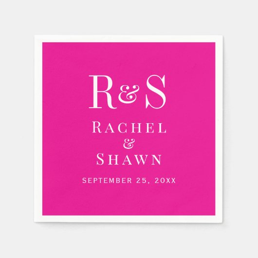 エレガントピンクシックモダンモノグラ結婚ム スタンダードカクテルナプキン (正面)